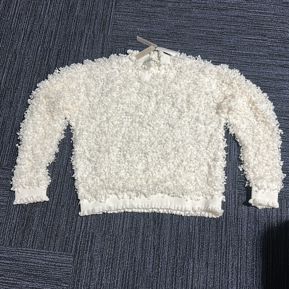 Cupio Drop Shoulder Long Sleeve Pullover ivory/white Size L